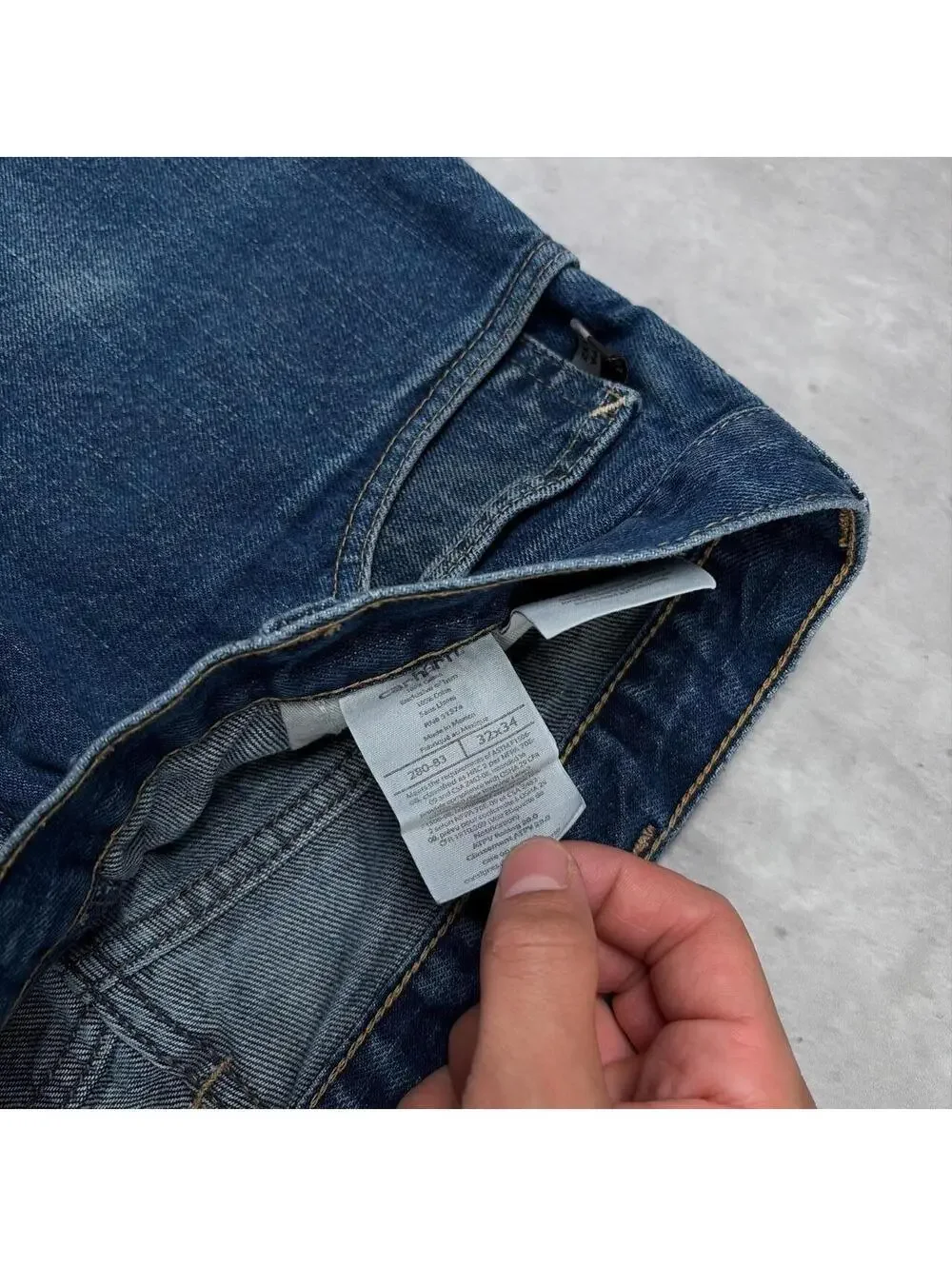 Vintage Dark Wash Carhartt Grunge Distressed Baggy Skater Denim Jeans
